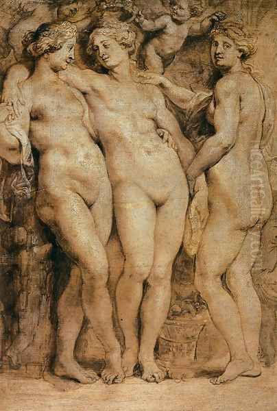 The Three Graces Oil Painting by (studio of) Rubens, Peter Paul