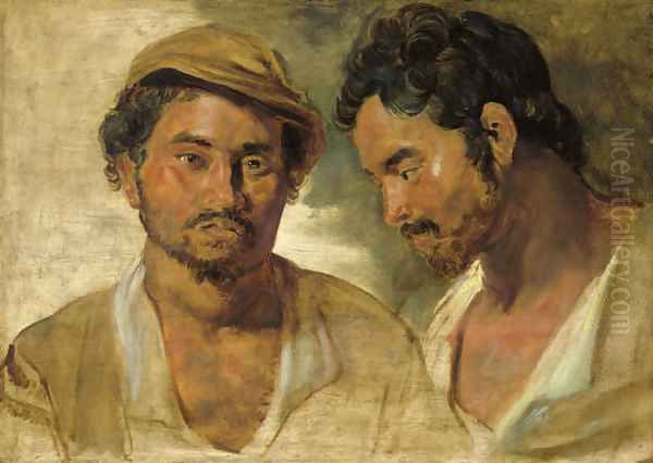 Two studies of a man, head and shoulders Oil Painting by (studio of) Rubens, Peter Paul