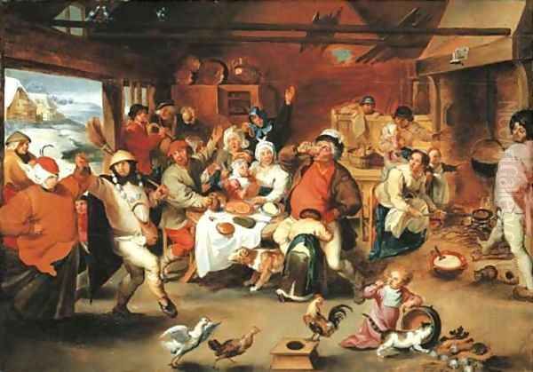 Twelfth Night or 'The King Drinks' Oil Painting by (studio of) Rubens, Peter Paul