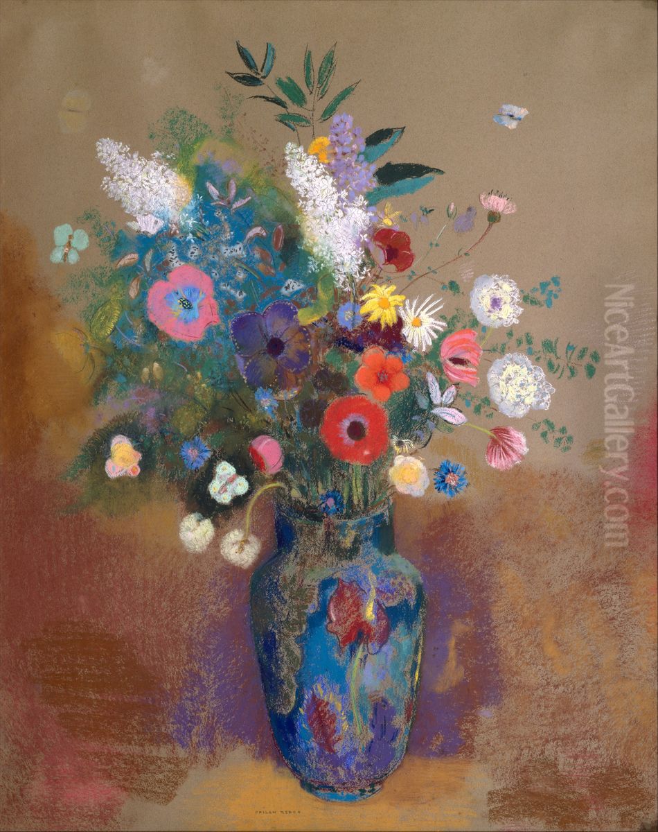 Bouquet Of Flowers Oil Painting by Odilon Redon