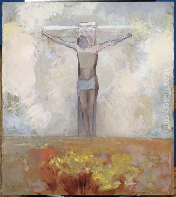 Christ On The Cross Oil Painting by Odilon Redon