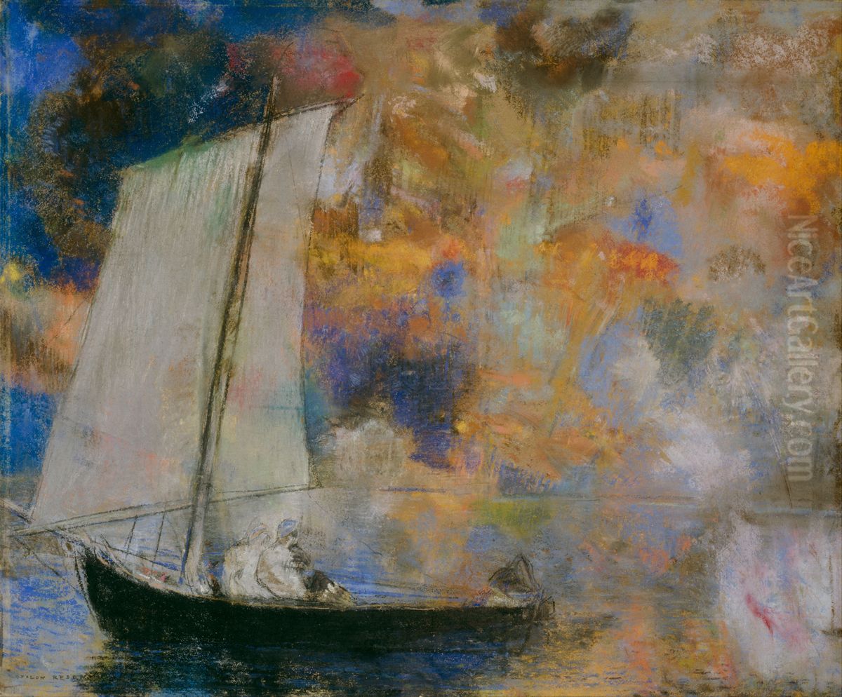 Flower Clouds Oil Painting by Odilon Redon