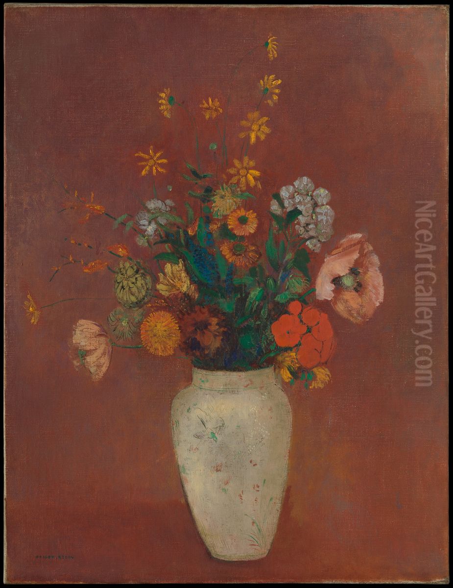 Bouquet in a Chinese Vase Oil Painting by Odilon Redon