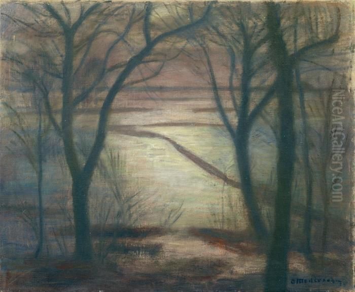 Mondnacht. Uberschwemmungbei Uns Oil Painting by Otto Modersohn