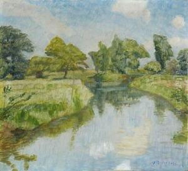 Sommertag An Der Wumme Am Ortsrand
 Von Fischerhude. 1925 Oil Painting by Otto Modersohn