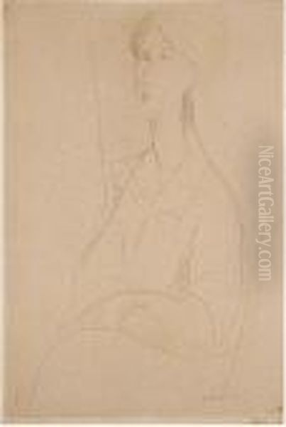 Hanka Zborowska Seduta Con Le Mani In Grembo- Oil Painting by Amedeo Modigliani