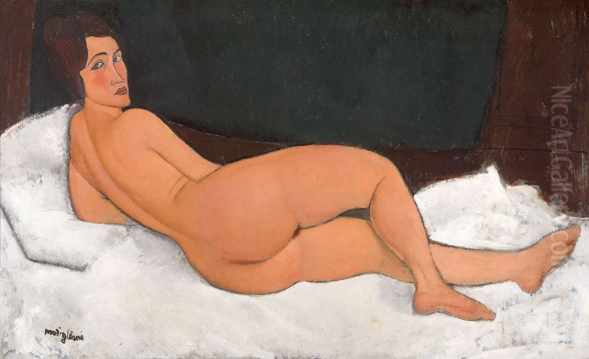 Nu Couche (sur Le Cote Gauche) Oil Painting by Amedeo Modigliani