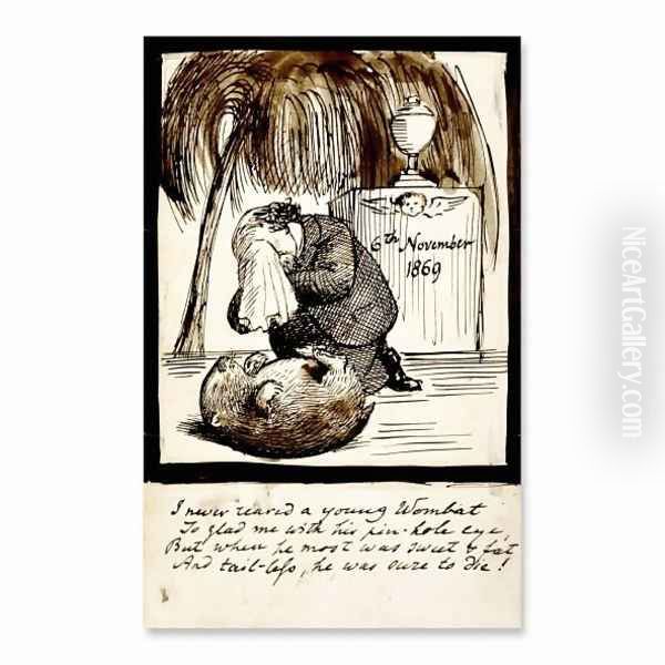Rossetti Lamenting the Death of His Wombat Oil Painting by Dante Gabriel Rossetti
