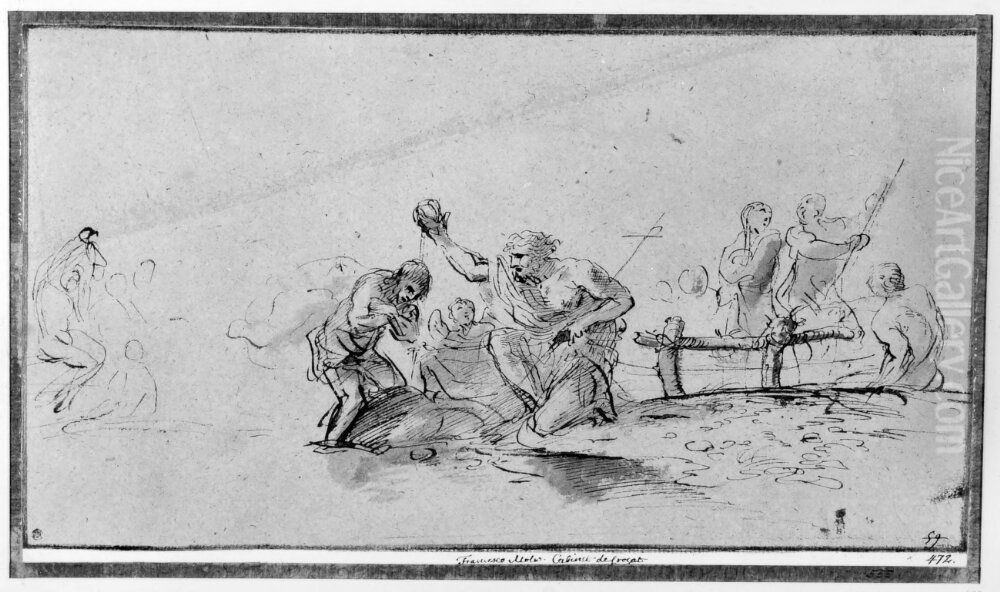 The Baptism Of Christ Oil Painting by Pier Francesco Mola