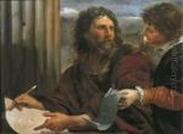 An Artist And A Youth Oil Painting by Pier Francesco Mola