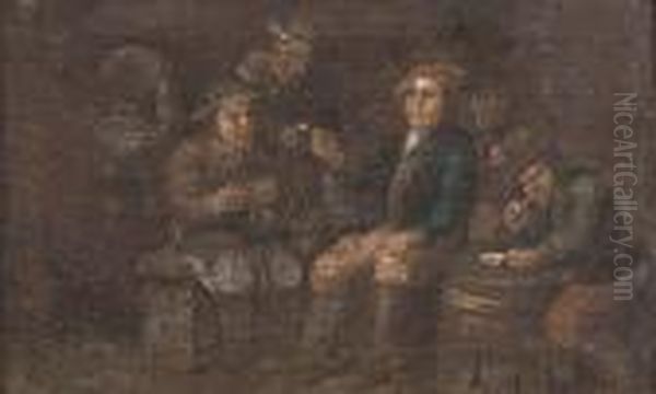 Umkreis
Gaststubeninterieur Mit Rauchenden Mannern. Oil Painting by Jan Miense Molenaer