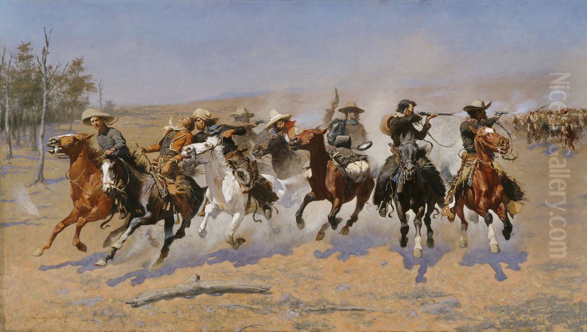 A Dash for the Timber Oil Painting by Frederic Remington