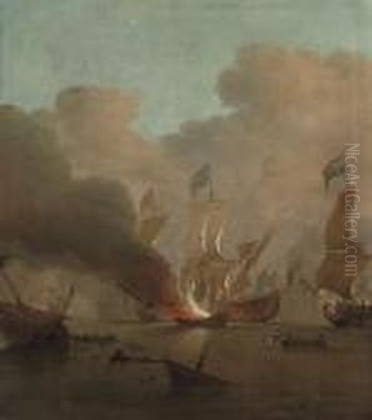 The Destruction Of The 
Royal James Oil Painting by Peter Monamy