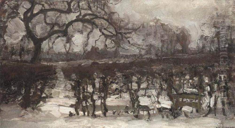 Winter Landscape Oil Painting by Piet Mondrian