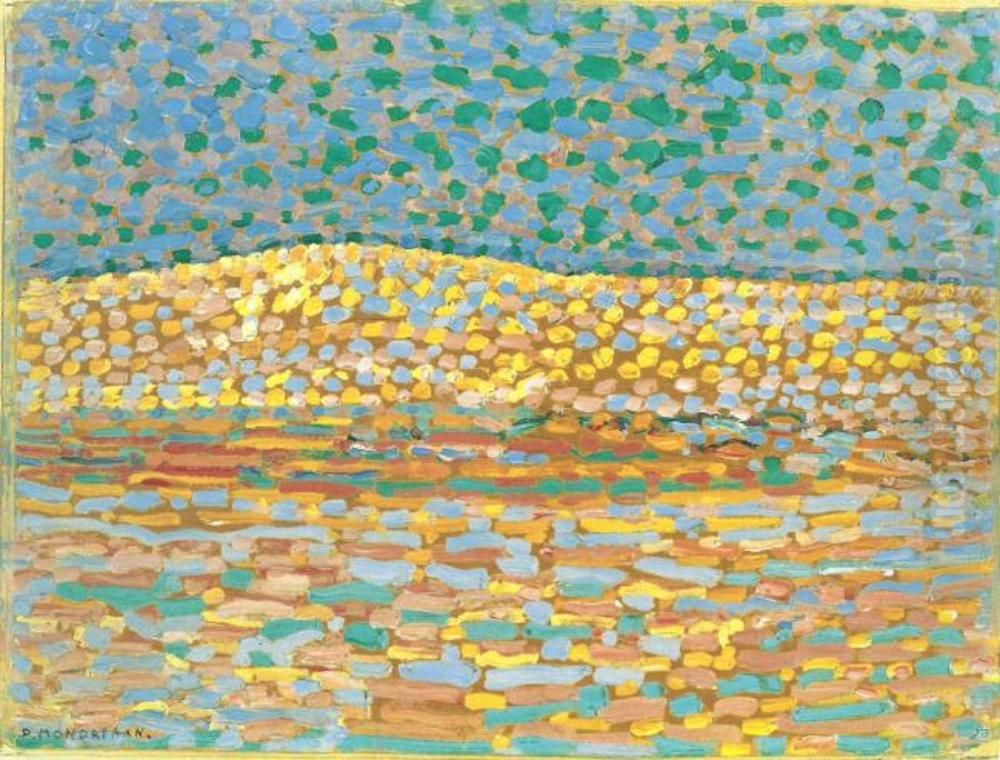 Pointillist Dune Study, Crest At Left Oil Painting by Piet Mondrian