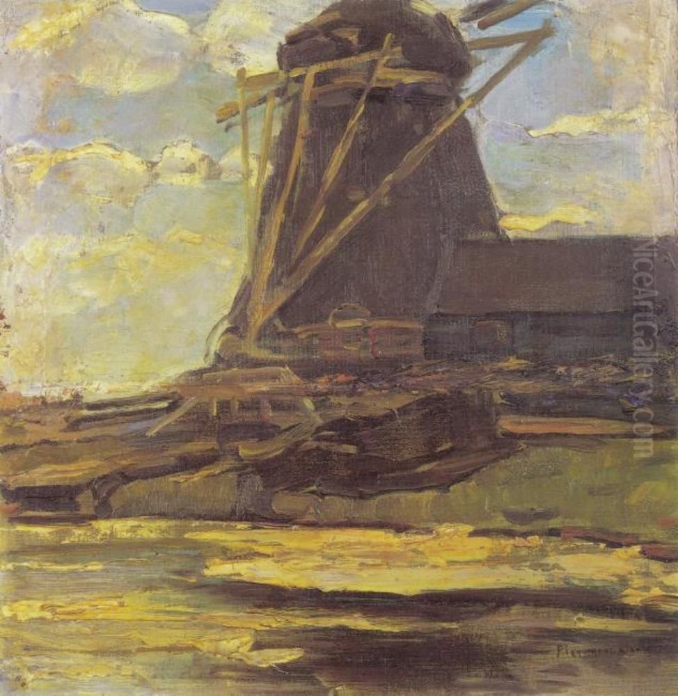 Oostzijdse Mill With Cropped Wings Oil Painting by Piet Mondrian