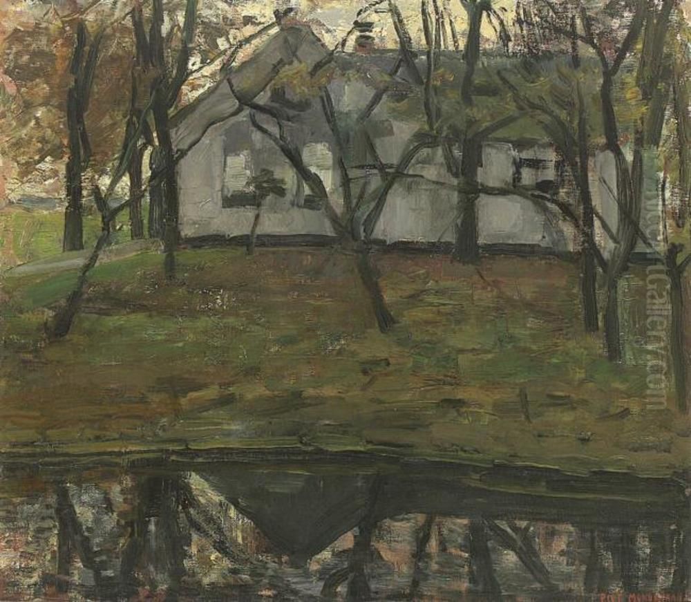 Farm Along The River Gein Oil Painting by Piet Mondrian