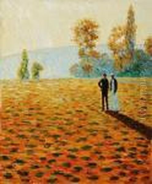 Landscape With Figures, Giverny Oil Painting by Claude Oscar Monet