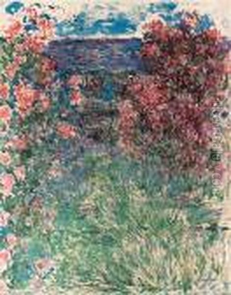 La Maison Dans Les Roses Oil Painting by Claude Oscar Monet