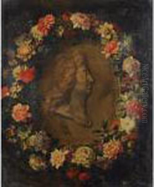 Appartenant A Une Collection 
Particuliere
 

 
 
 

 
 Guirlande De Fleurs Avec Anemones Entourant Le Portrait De 
Louis Xiv En Medaillon [ ; Garland Of Flowers With The Portrait Of Louis
 Xiv In Profile ; Oil Oil Painting by Jean-Baptiste Monnoyer