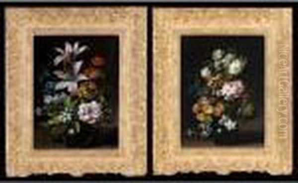 Still Life With Lilies, 
Carnations, Narcissi And Other Flowers In A Glass Bowl Still Life Of 
Roses, Narcissi, Primulas And Other Flowers In A Glass Vase Oil Painting by Jean-Baptiste Monnoyer