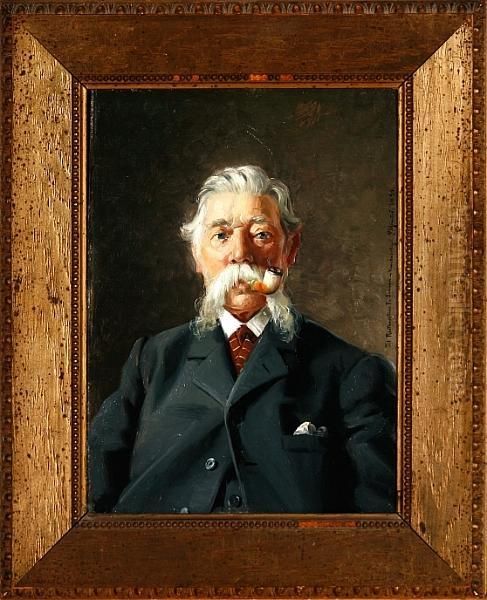Portrait Of F Oil Painting by Peder Mork Monsted