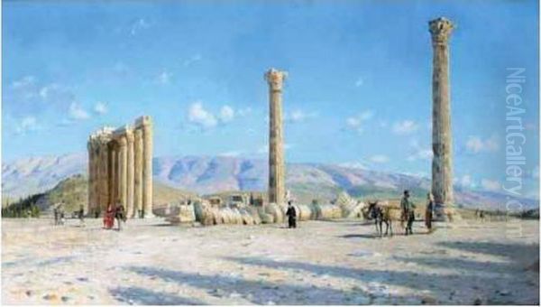 The Temple Of Olympeus Zeus Oil Painting by Peder Mork Monsted