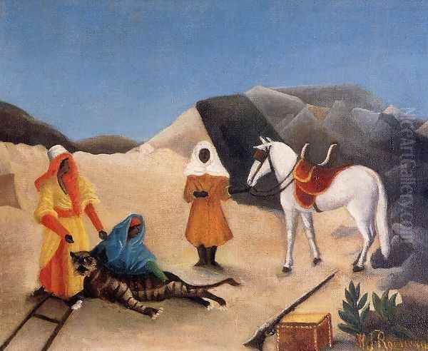 The Tiger Hunt Oil Painting by Henri Julien Rousseau