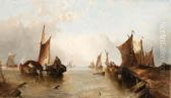 Dutch Coastal Scene Oil Painting by Alfred Montague