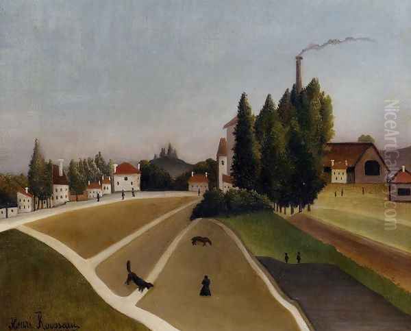 Landscape with Factory Oil Painting by Henri Julien Rousseau