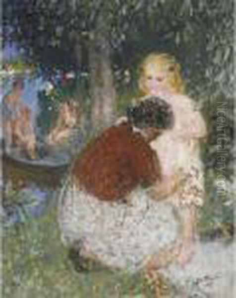 Baignade En Ete Oil Painting by Pierre Eugene Montezin