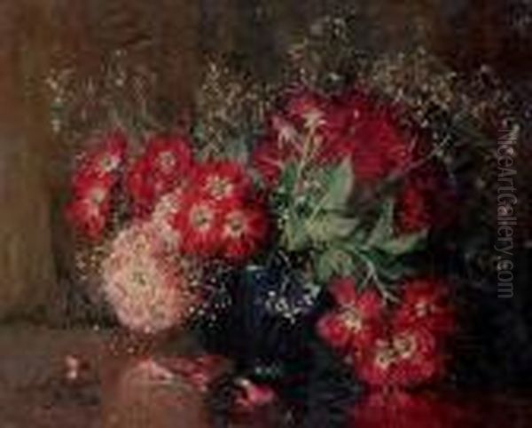 Bouquet De Fleurs Dans Un Vase Oil Painting by Pierre Eugene Montezin