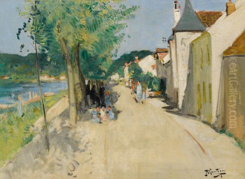 Quai A Saint-mammes Oil Painting by Pierre Eugene Montezin