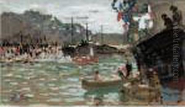 Nogent Le 14 Juillet Oil Painting by Pierre Eugene Montezin