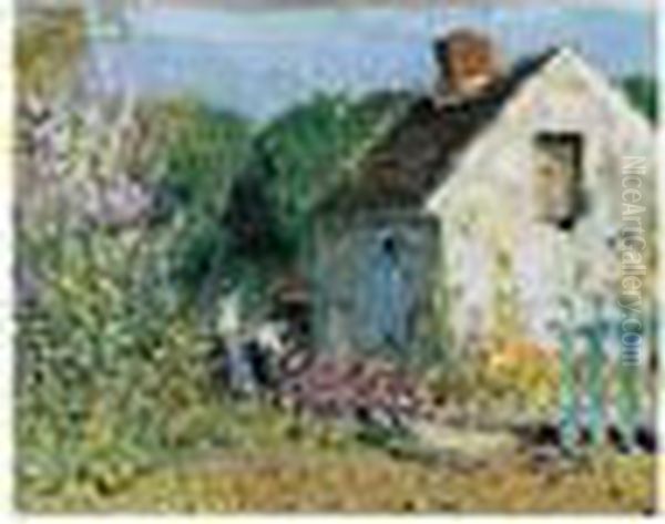 Eugene , -, La Maison Du Voisin,
 Signed; Signed, Titled, And Dated Veneux-les-sablons Juillet 1927 On 
The Reverse, Oil On Board, 24.3 By 30.5 Cm., 9 1/2 By 12 In Oil Painting by Pierre Eugene Montezin