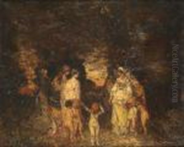 Scene Champetre Oil Painting by Adolphe Joseph Thomas Monticelli