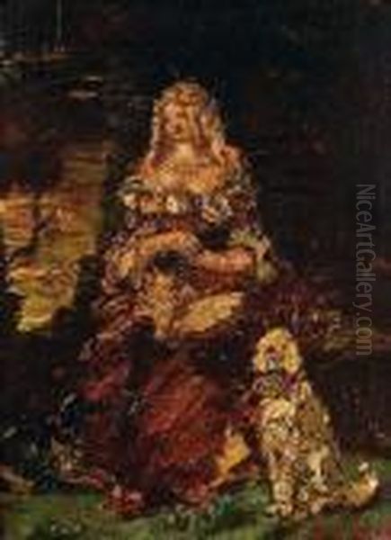 Femme A La Lecture Oil Painting by Adolphe Joseph Thomas Monticelli