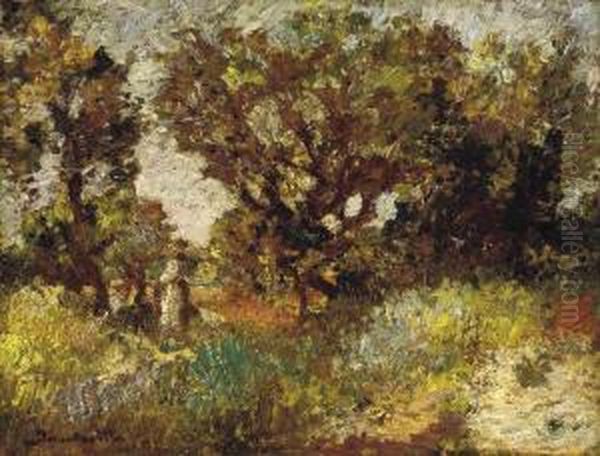 Environs De La Destrousse Oil Painting by Adolphe Joseph Thomas Monticelli