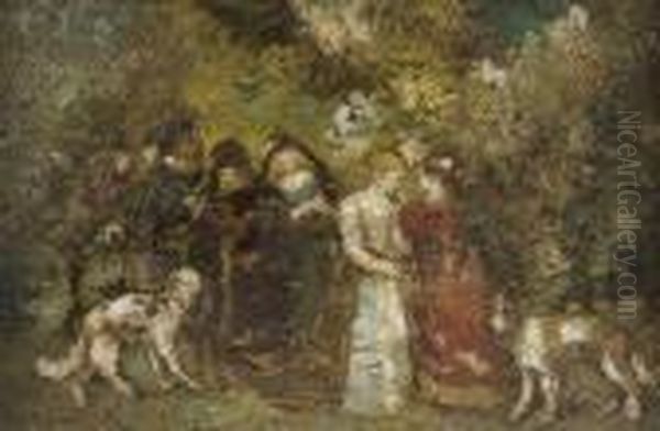 La Lettred'amour Oil Painting by Adolphe Joseph Thomas Monticelli