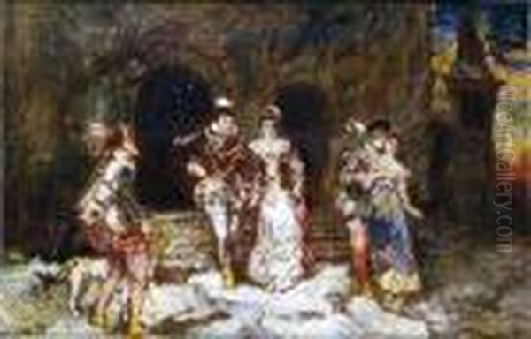 Scene Galante Oil Painting by Adolphe Joseph Thomas Monticelli