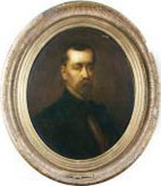 Portrait De Jean-baptiste Carpeaux Oil Painting by Adolphe Joseph Thomas Monticelli