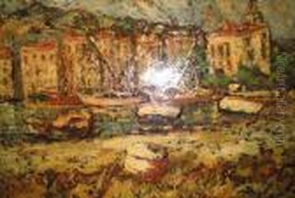 Le Port De Cassis Oil Painting by Adolphe Joseph Thomas Monticelli