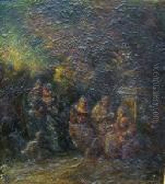 Bears Signature Oil Painting by Adolphe Joseph Thomas Monticelli