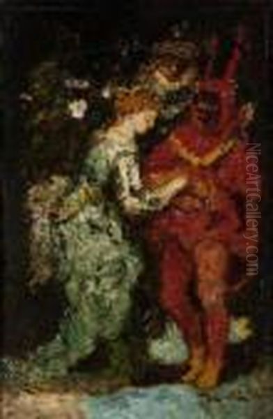 La Bonne Aventure Oil Painting by Adolphe Joseph Thomas Monticelli