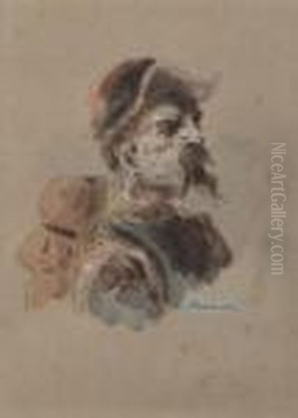 Soldat Oil Painting by Adolphe Joseph Thomas Monticelli