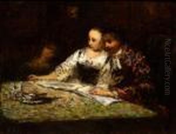 Le The Oil Painting by Adolphe Joseph Thomas Monticelli