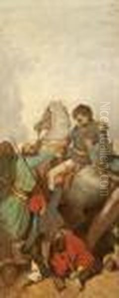 Mort Du General Espinasse A L'assaut Du Village De Magenta Oil Painting by Adolphe Joseph Thomas Monticelli