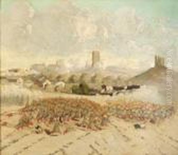Bataille De Solferino, Le 24 Juin 1859. Oil Painting by Adolphe Joseph Thomas Monticelli