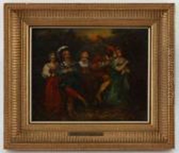 Scene Galante Oil Painting by Adolphe Joseph Thomas Monticelli