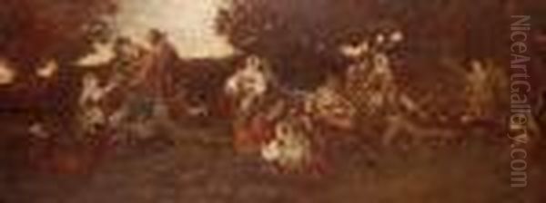 A Garden Fete Oil Painting by Adolphe Joseph Thomas Monticelli